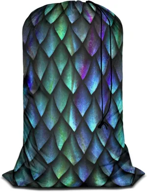 Swono Animal Skin Laundry Bags for Travel, Home, Camping and Gym 3D Print Seamless Texture of Dragon Scales 28" x 40", Football Grid Oxford Cloth
