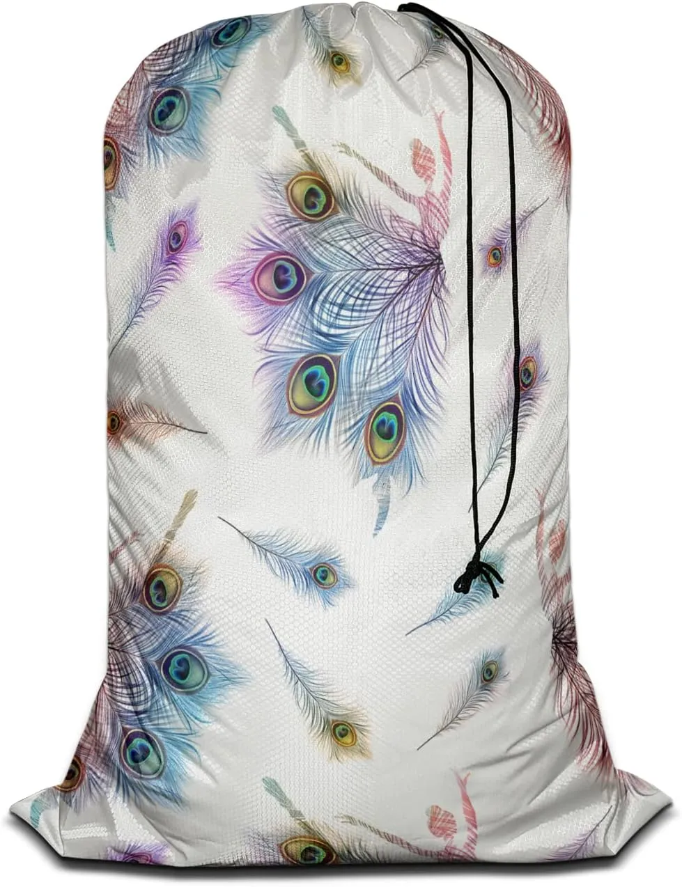 Swono Travel Laundry Bag, Dancing Ballerinas Peacock Feathers Romantic Dancer Machine Washable Dirty Clothes Organizer, Large Enough to Hold 4 Loads of Laundry, Easy Fit a Laundry Hamper Basket