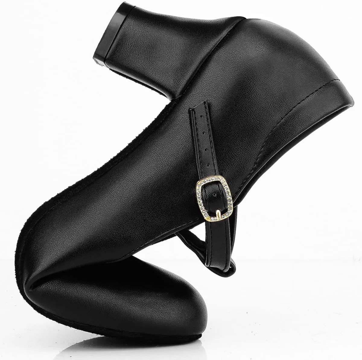 T-Strap Ballroom Dance Shoes Womens Salsa Character Pumps Dress Heels