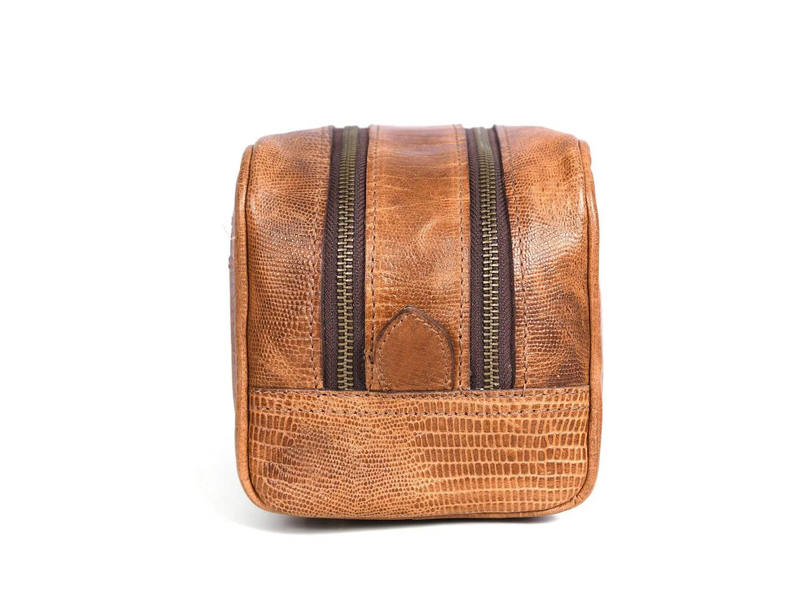 Tampa Leather Toiletry Bag - Copper Brown