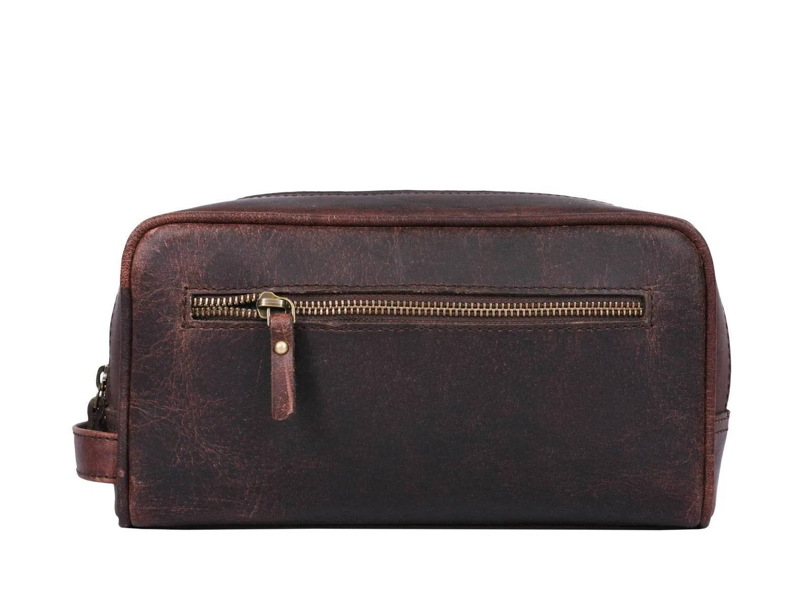 Tampa Leather Toiletry Bag - Walnut Brown