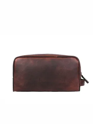 Tampa Leather Toiletry Bag - Walnut Brown
