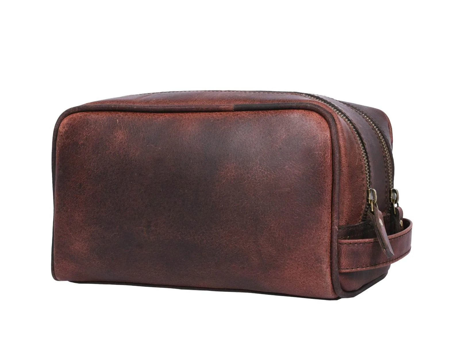 Tampa Leather Toiletry Bag - Walnut Brown