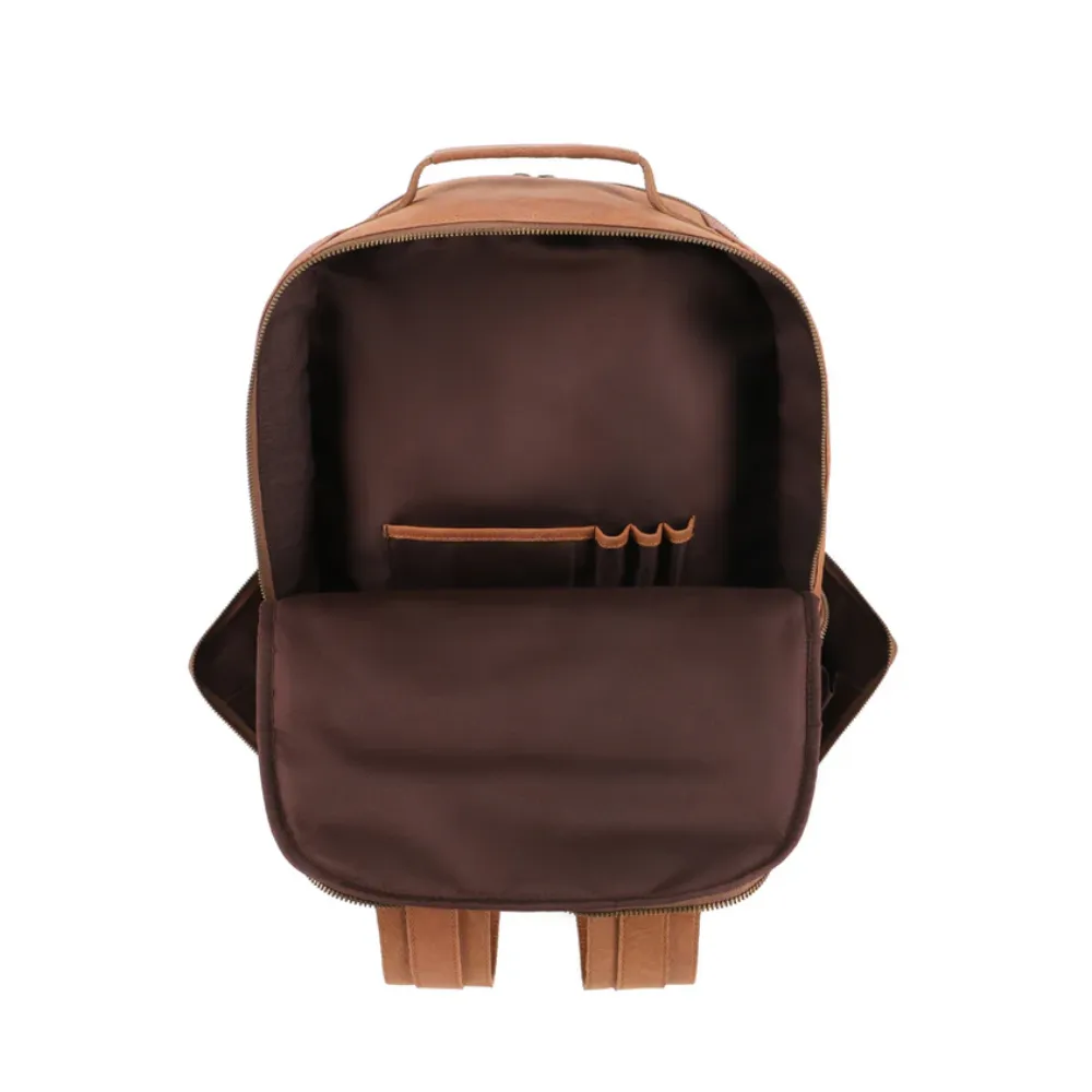 Tan Brown Leather Backpack