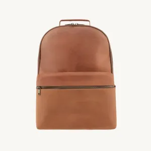 Tan Brown Leather Backpack