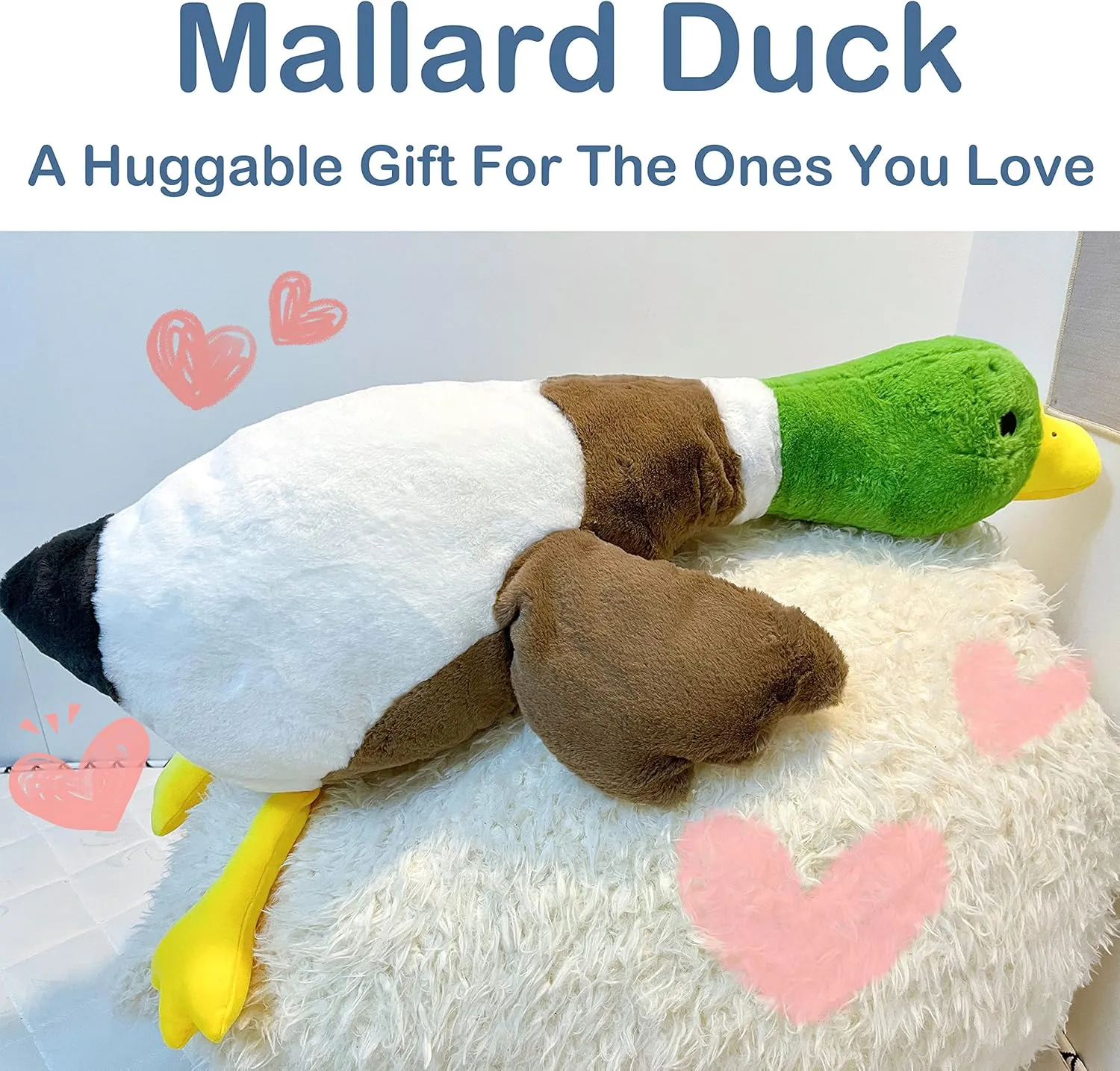 Tanha Mallard Duck Plush, Duck Stuffed Animals, Mallard Duck Baby Stuff Plush Toy (39inch / 100cm)