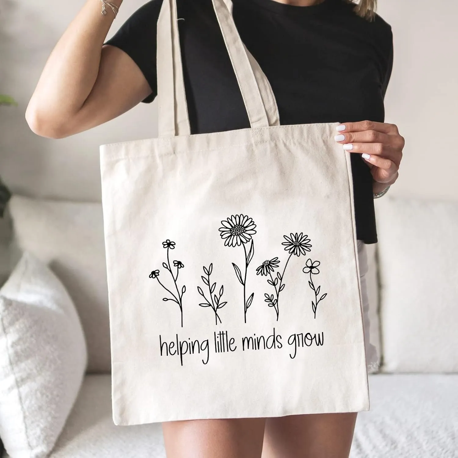 Teacher Appreciation Gifts School Canvas Tote Bags Aesthetic Travel Beach Bag Summer Reusable Grocery Shopping Bag