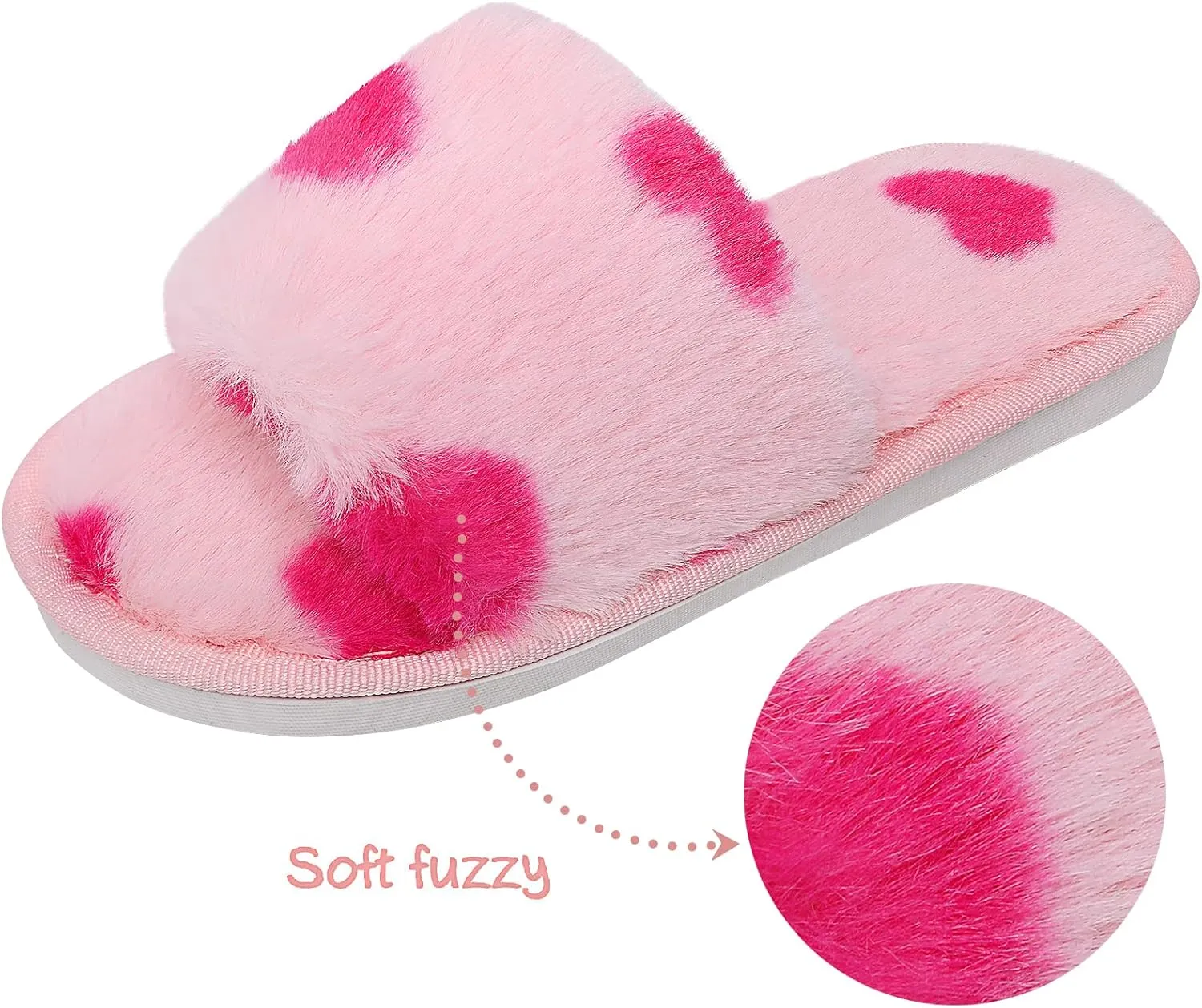techcity Boys Girls Fuzzy House Slippers Cute Comfy Faux Fur Slip On Fluffy Plush Open Toe Home Slides for Kids Indoor Outdoor Warm Shoes