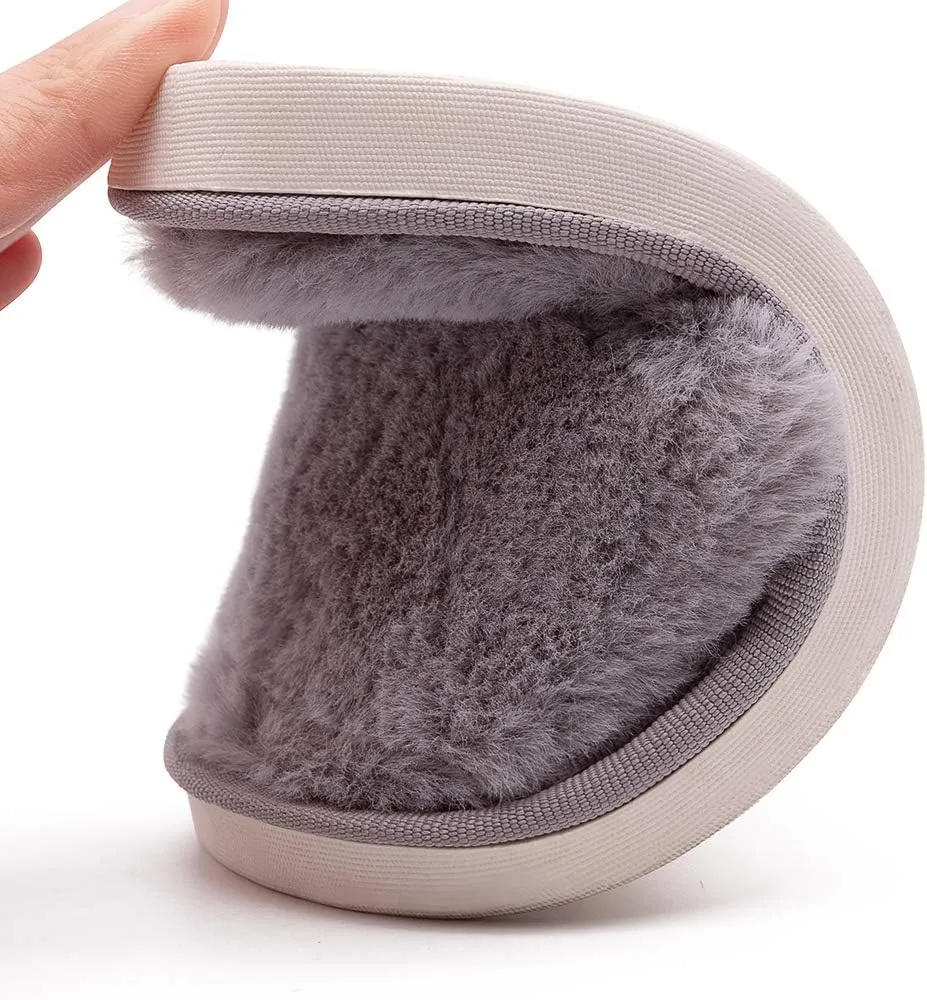 techcity Boys Girls Fuzzy House Slippers Cute Comfy Faux Fur Slip On Fluffy Plush Open Toe Home Slides for Kids Indoor Outdoor Warm Shoes