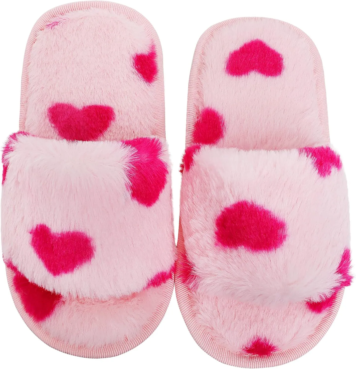 techcity Boys Girls Fuzzy House Slippers Cute Comfy Faux Fur Slip On Fluffy Plush Open Toe Home Slides for Kids Indoor Outdoor Warm Shoes