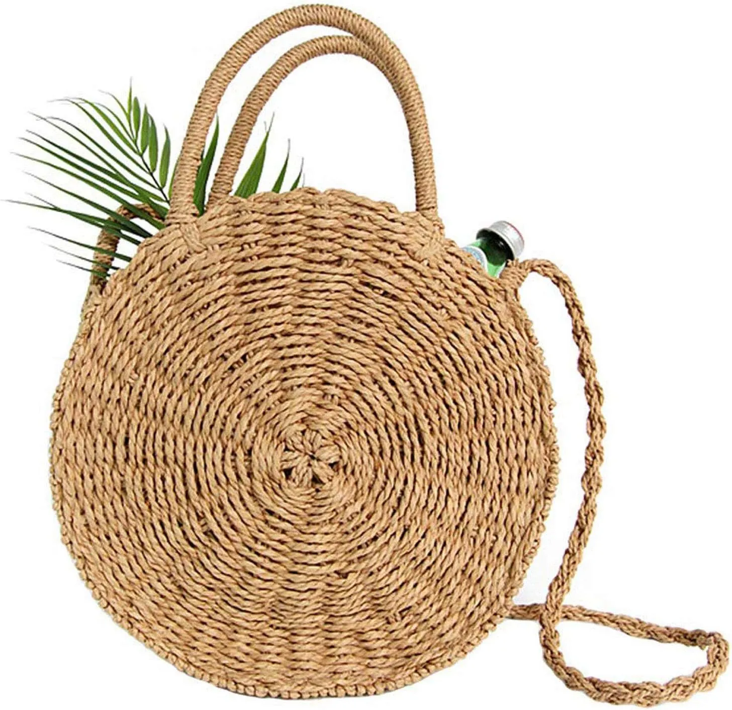 Teeya Straw Crossbody Bag Women Weave Shoulder Bag Round Summer Beach Purse and Handbags