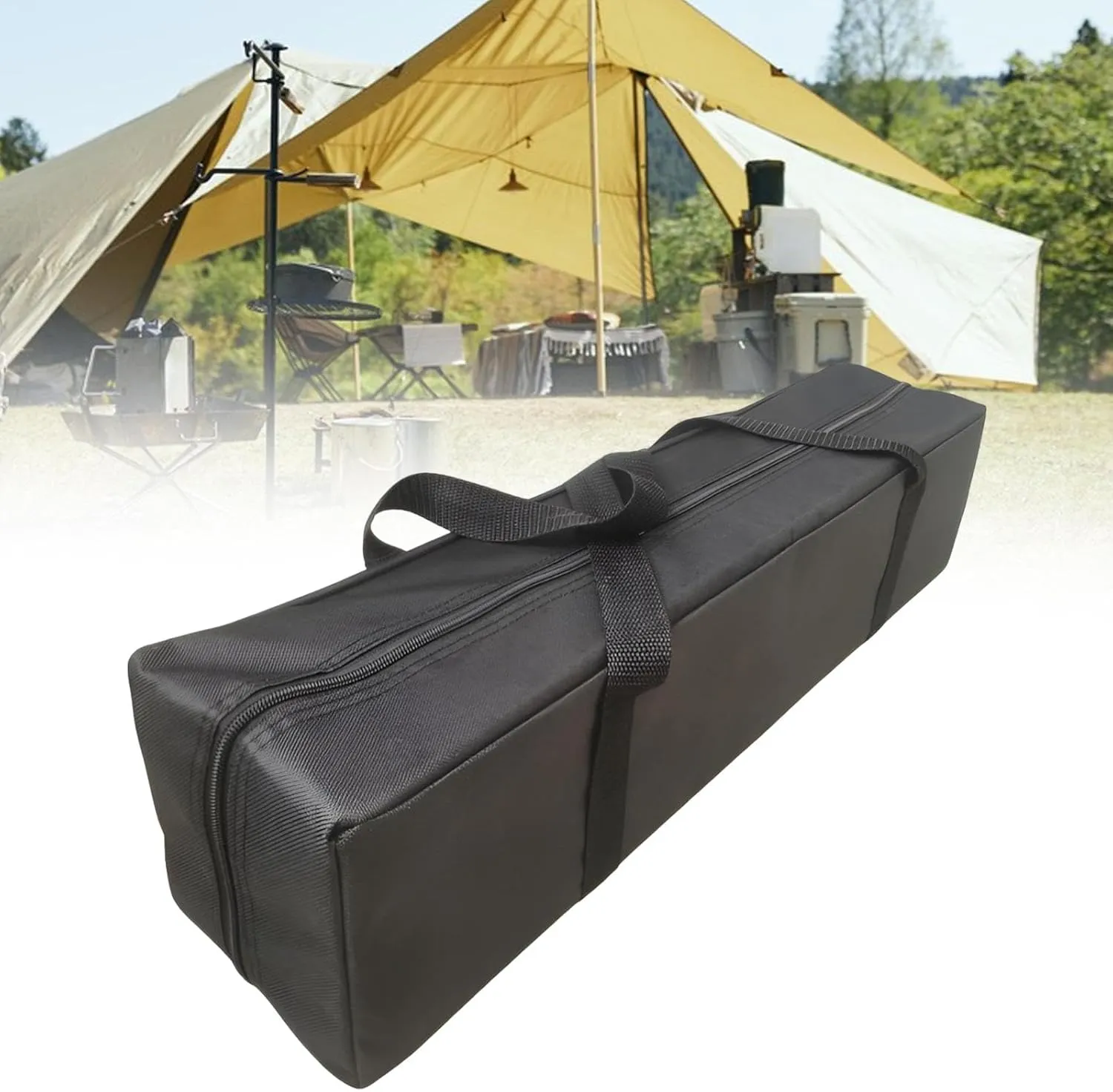 Tent Pole Zippered Storage Bag Travel Luggage Bag Foldable Garage Trunk Organizer for Hiking Cookware Lightweight Versatile