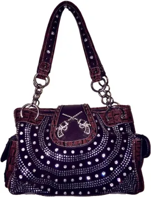Texas West Women's Premium Buckle 3D Pistols Shoulder Handbag in 6 colors