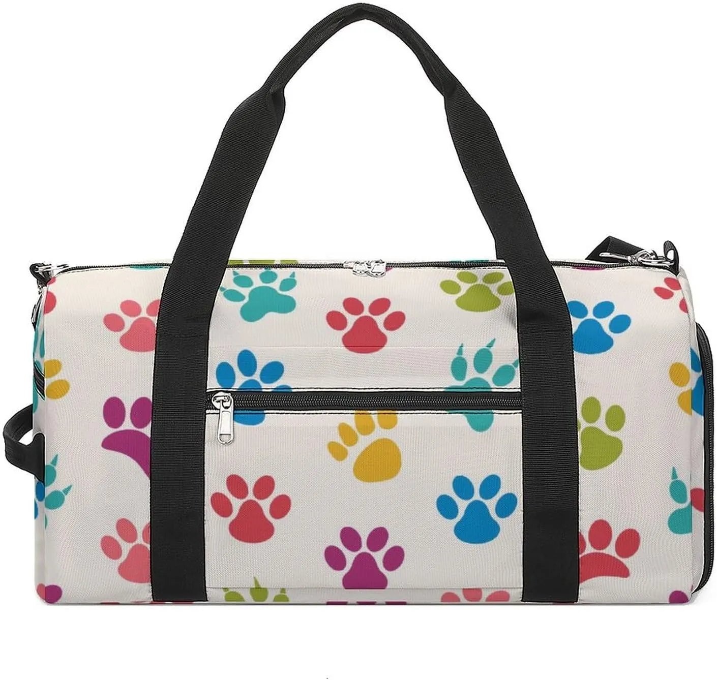 Texture with Traces of Cats, Dogs Water Resistant Gym Bag with Shoe Compartment, Travel Duffel Tote Bag Weekender Overnight Bag for Women Men