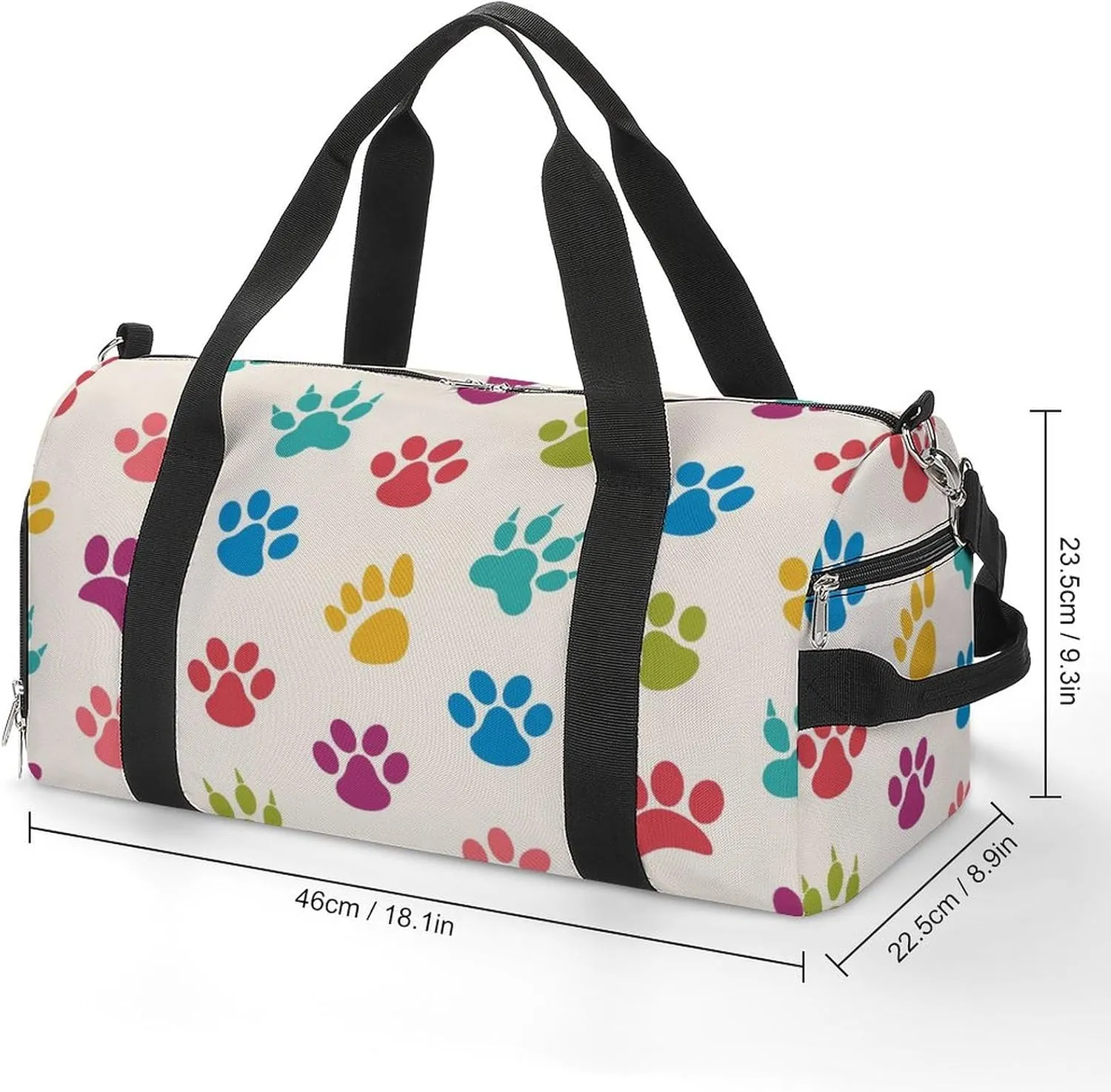 Texture with Traces of Cats, Dogs Water Resistant Gym Bag with Shoe Compartment, Travel Duffel Tote Bag Weekender Overnight Bag for Women Men