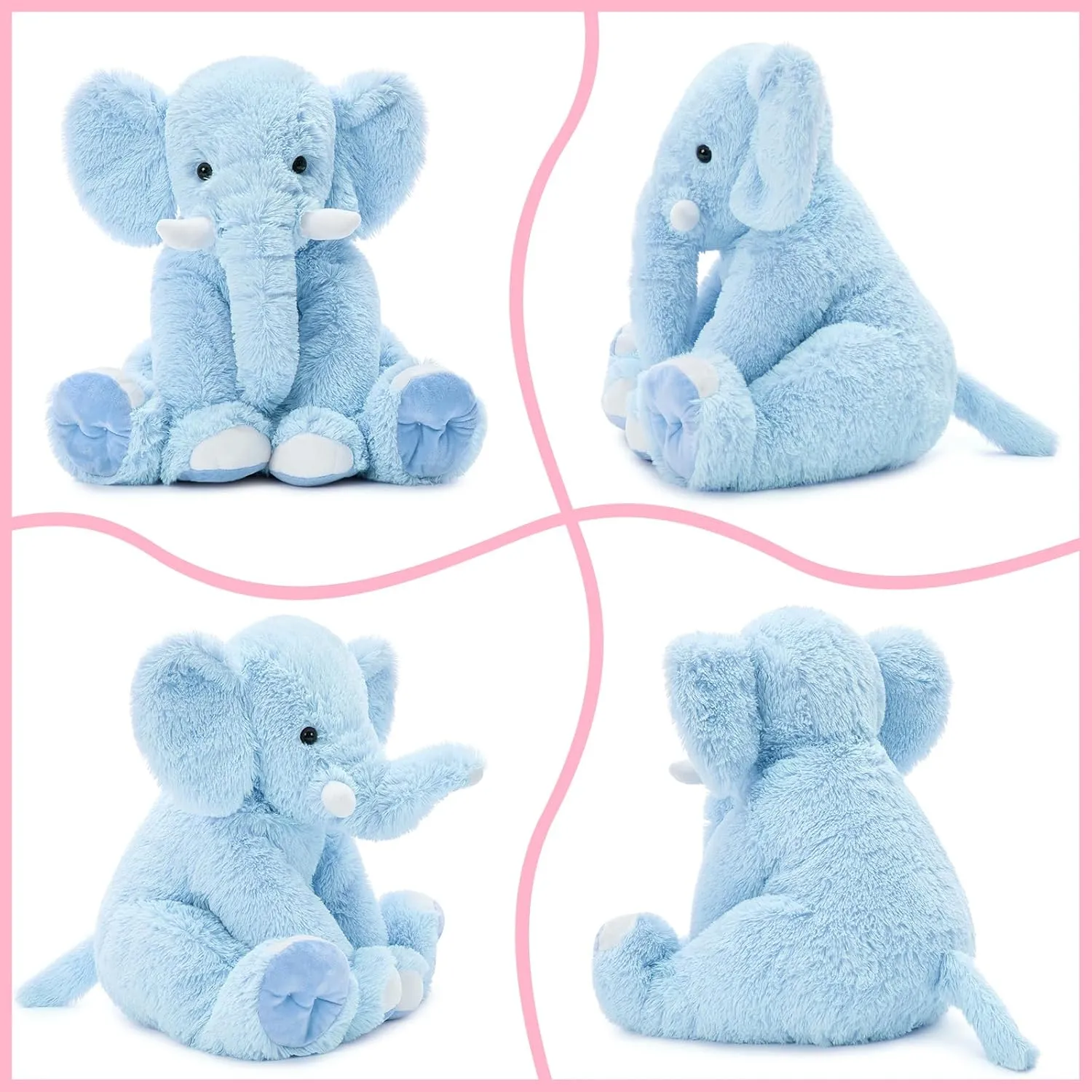 Tezituor 19.6 Inch Large Elephant Stuffed Animal, Giant Blue Plush Elephant for Babies Cuddly Stuffed Animal Gift for Girls Kids Gifts Christmas, Valentine's Day, Easter