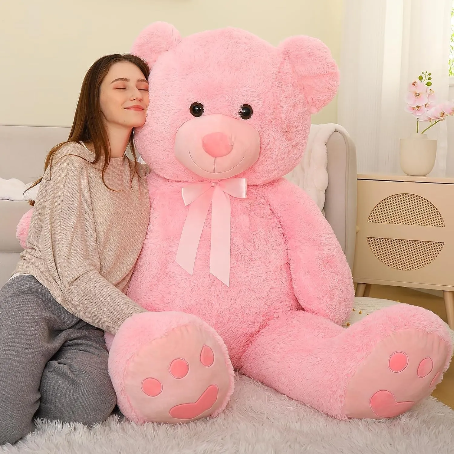Tezituor Giant Teddy Bear 5 Feet Big Pink Stuffed Animal Stuffed Bears, Valentines Teddy Bear Gift for Women Girlfriend Boyfriend, Soft Lifesize Bear Plush for Girl Boy, Plush Gift for Kids