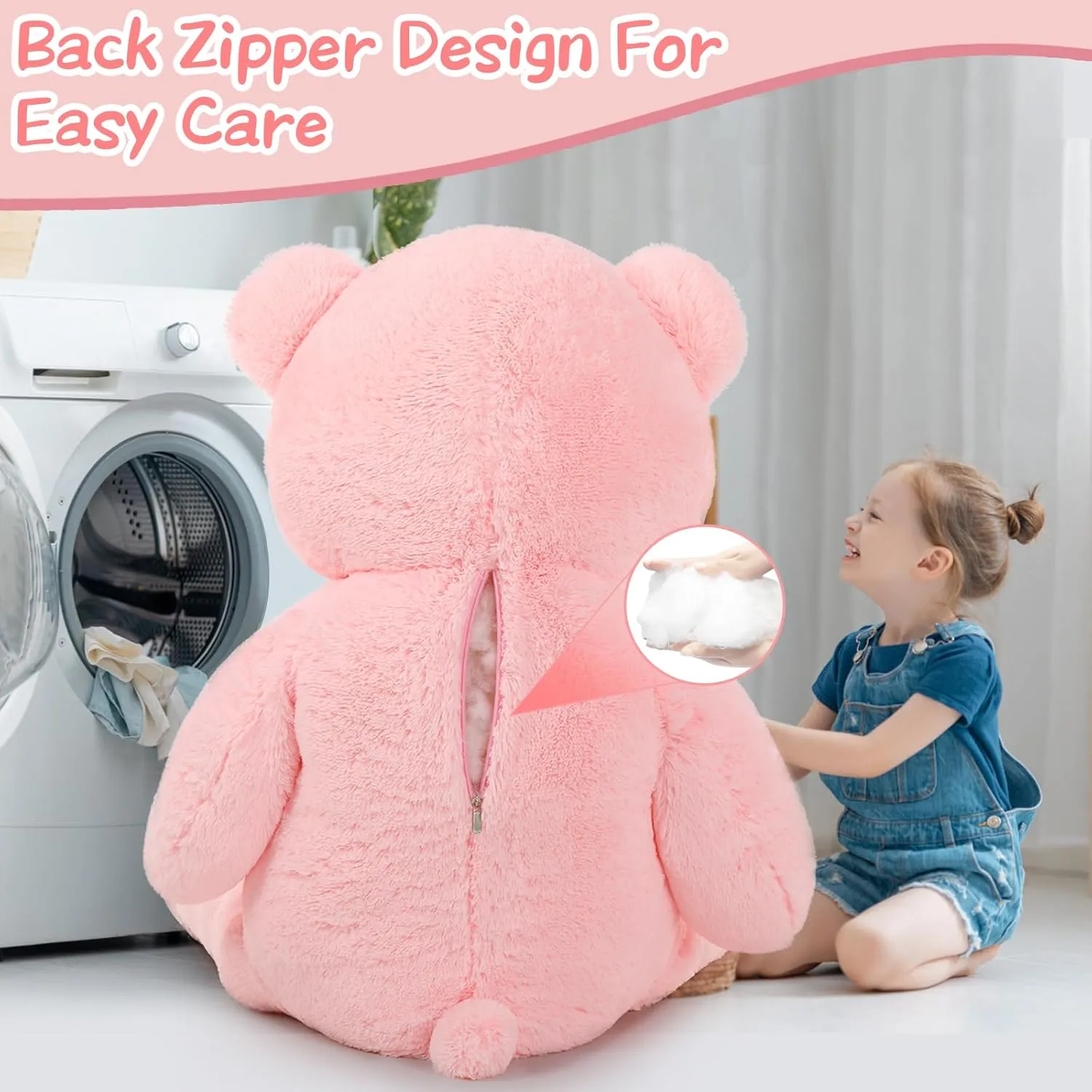 Tezituor Giant Teddy Bear 5 Feet Big Pink Stuffed Animal Stuffed Bears, Valentines Teddy Bear Gift for Women Girlfriend Boyfriend, Soft Lifesize Bear Plush for Girl Boy, Plush Gift for Kids