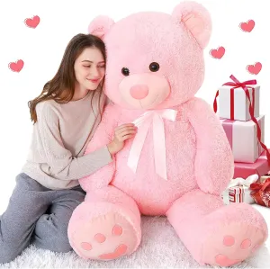 Tezituor Giant Teddy Bear 5 Feet Big Pink Stuffed Animal Stuffed Bears, Valentines Teddy Bear Gift for Women Girlfriend Boyfriend, Soft Lifesize Bear Plush for Girl Boy, Plush Gift for Kids