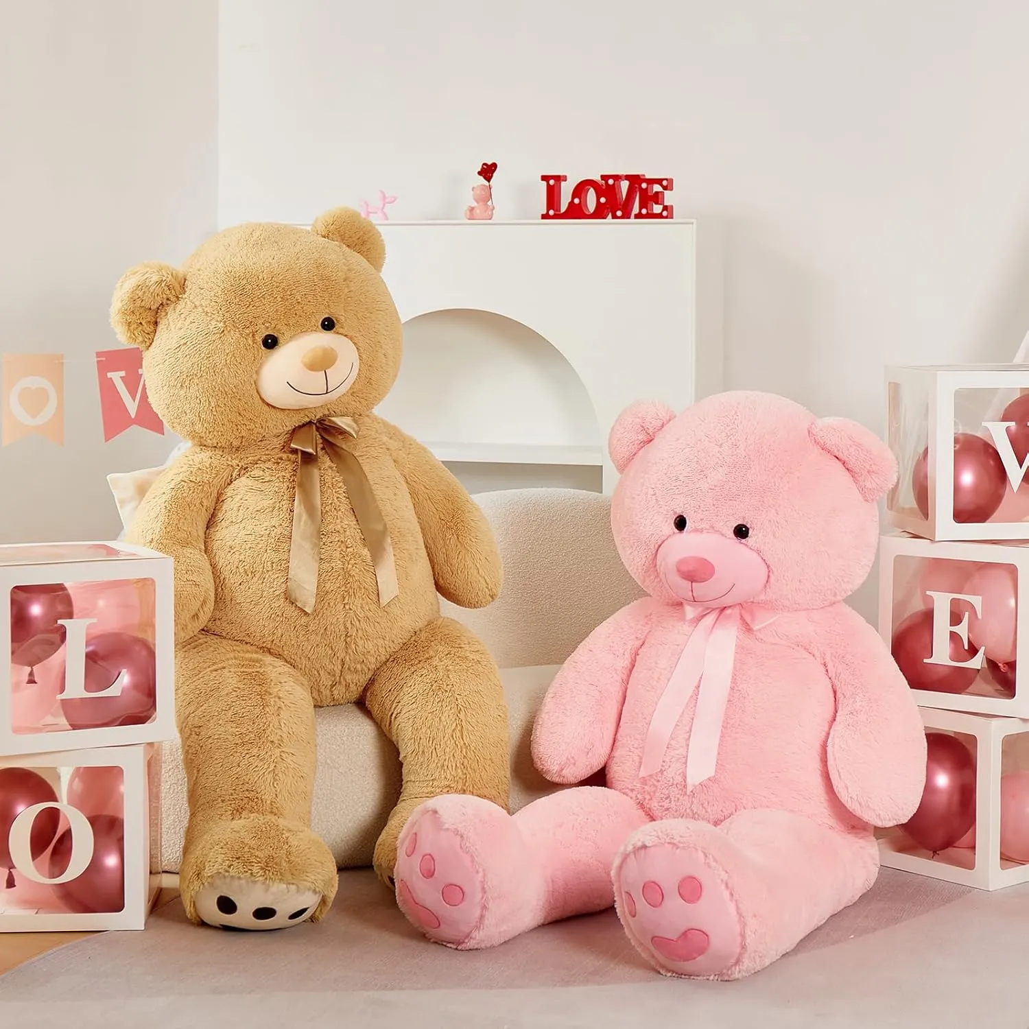 Tezituor Giant Teddy Bear 5 Feet Big Pink Stuffed Animal Stuffed Bears, Valentines Teddy Bear Gift for Women Girlfriend Boyfriend, Soft Lifesize Bear Plush for Girl Boy, Plush Gift for Kids