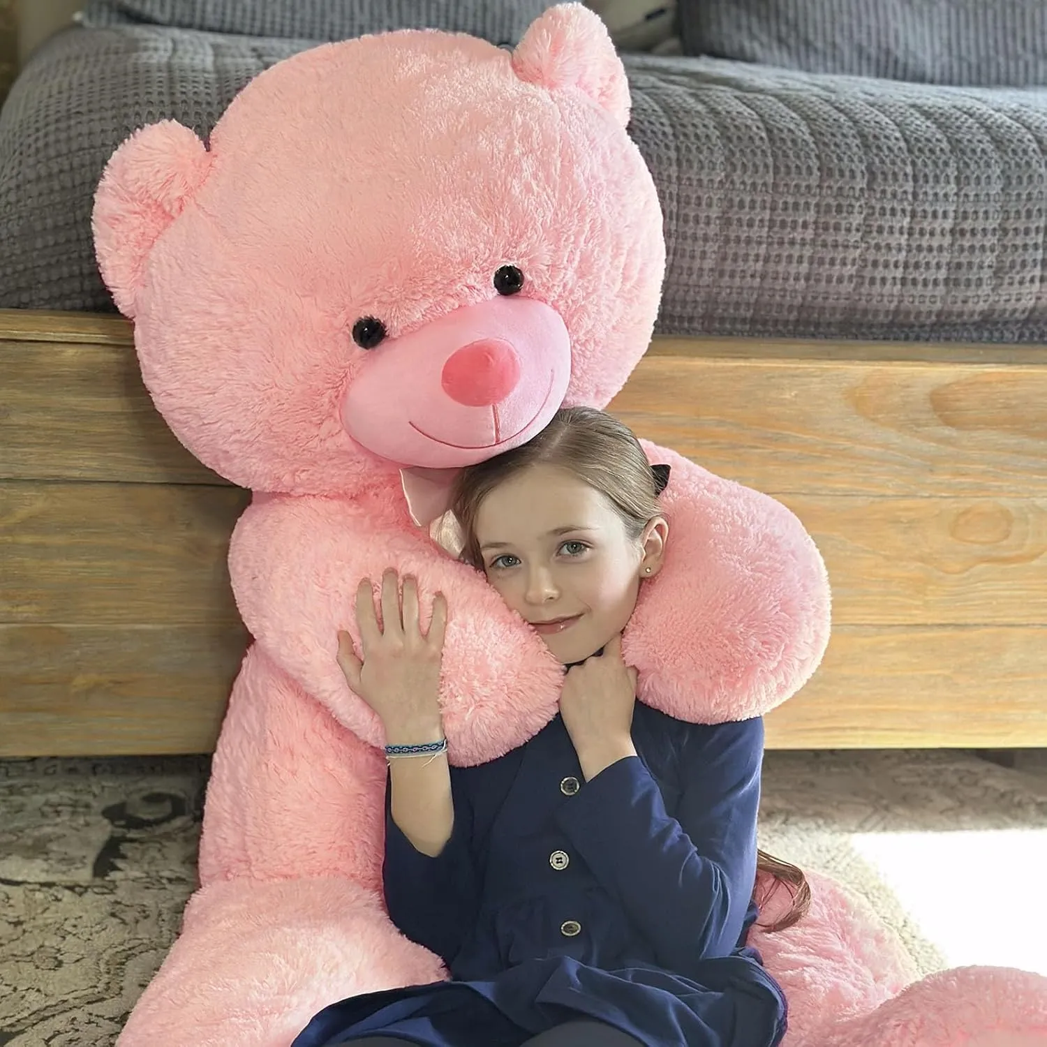 Tezituor Giant Teddy Bear 5 Feet Big Pink Stuffed Animal Stuffed Bears, Valentines Teddy Bear Gift for Women Girlfriend Boyfriend, Soft Lifesize Bear Plush for Girl Boy, Plush Gift for Kids