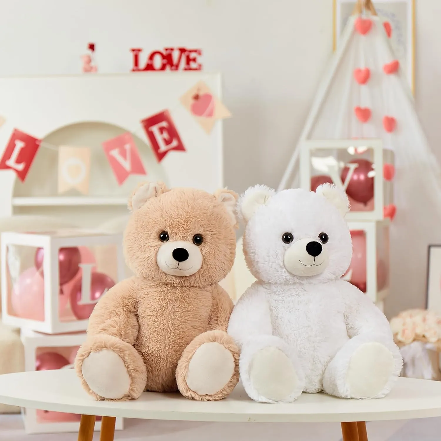 Tezituor White Teddy Bear Stuffed Animal, Cute 18 inch Stuffed Teddy Bear Plush Toy, Small Teddy Bear Plush Gifts for Boys Girls