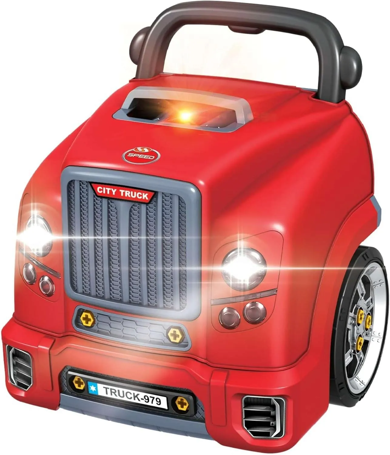 The Bubble Factory: Motor Car Engine Workshop - Red City Truck - Take Apart & Rebuild Mechanical Toy, Battery-Powered, Lights & Sound, Kids Ages 3 