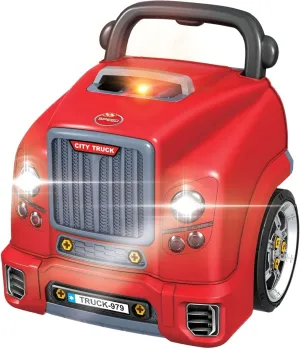 The Bubble Factory: Motor Car Engine Workshop - Red City Truck - Take Apart & Rebuild Mechanical Toy, Battery-Powered, Lights & Sound, Kids Ages 3 