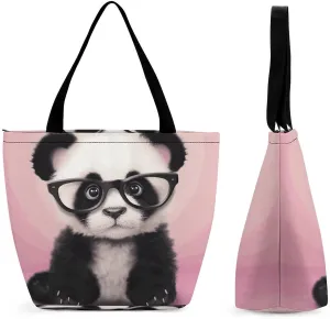 This Baby Panda with Glasses Women's Shopping Bag Foldable Washable Shoulder Bag Adopts High-definition Printing Technology, with Clear Patterns And Rich Colors. There Are Many Patterns to Choose from