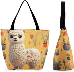 This Cartoon Alpaca Cute Animal Women's Shopping Bag Foldable Washable Shoulder Bag Adopts High-definition Printing Technology, with Clear Patterns And Rich Colors. There Are Many Patterns to Choose F