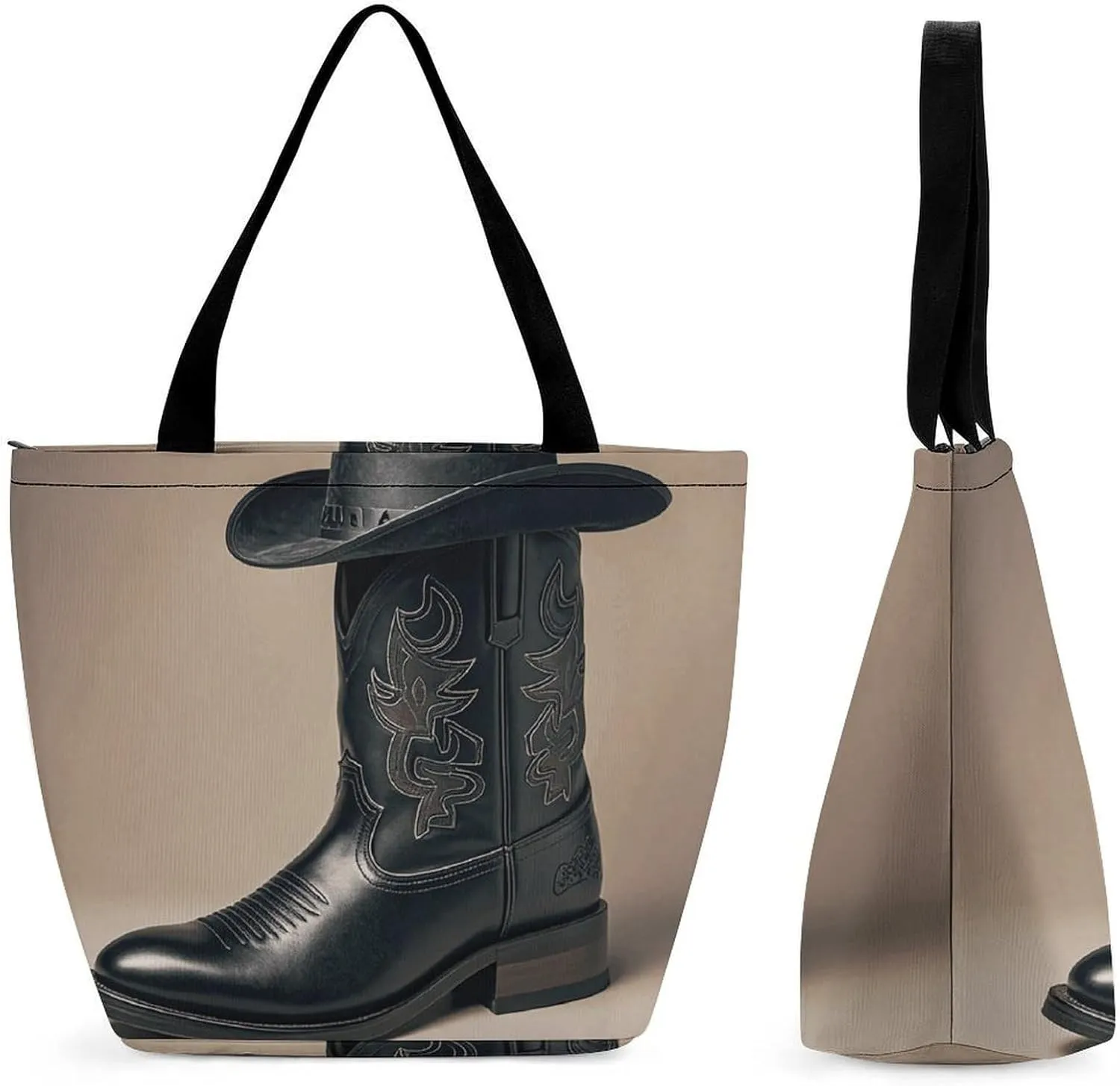 This Cowboy Black Hat Western Boots Women's Shopping Bag Foldable Washable Shoulder Bag Adopts High-definition Printing Technology, with Clear Patterns And Rich Colors. There Are Many Patterns to Choo