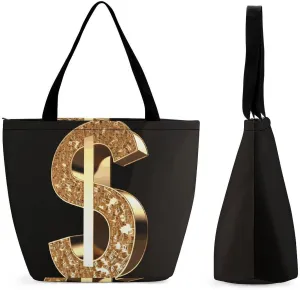 This Gold Dollar Sign Women's Shopping Bag Foldable Washable Shoulder Bag Adopts High-definition Printing Technology, with Clear Patterns And Rich Colors. There Are Many Patterns to Choose From, And T