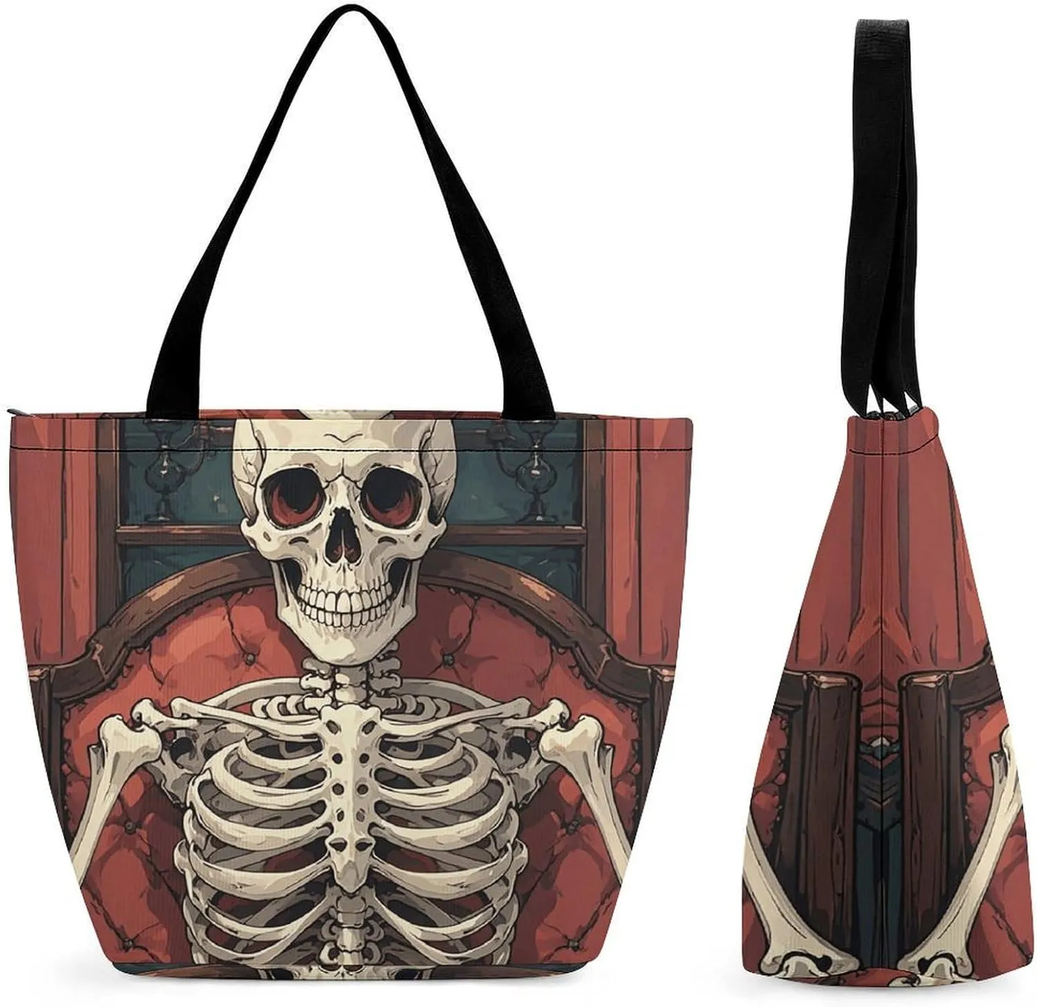 This Skeleton Reading Women's Shopping Bag Foldable Washable Shoulder Bag Adopts High-definition Printing Technology, with Clear Patterns And Rich Colors. There Are Many Patterns to Choose From, And T