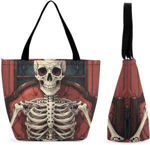 This Skeleton Reading Women's Shopping Bag Foldable Washable Shoulder Bag Adopts High-definition Printing Technology, with Clear Patterns And Rich Colors. There Are Many Patterns to Choose From, And T