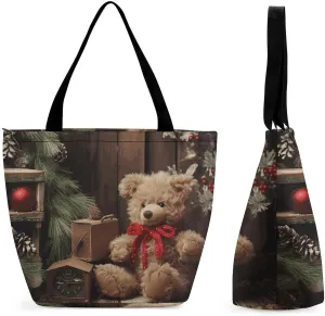 This Xmas Tree Branch Bear Doll Women's Shopping Bag Foldable Washable Shoulder Bag Adopts High-definition Printing Technology, with Clear Patterns And Rich Colors. There Are Many Patterns to Choose F