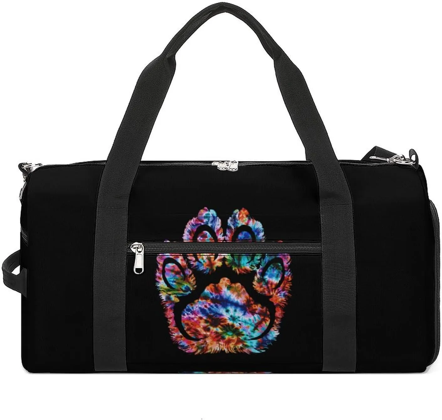 Tie Dye Animal Bear Paw Print Sports Gym Bag for Men Women Travel Duffel Bag with Shoulder Strap