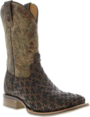 Tin Haul Men's Wickered Bull Rider Sole Braided Western Boot Broad Square Toe Multi 9.5 D(M) US