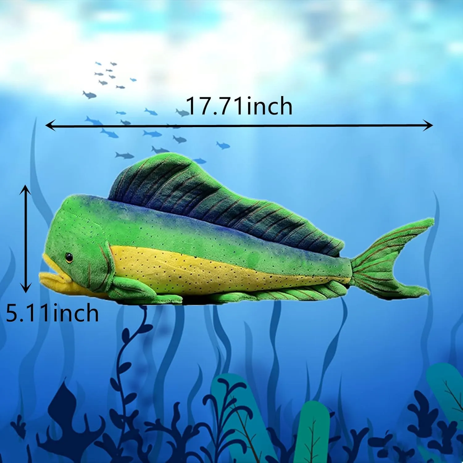 Tiny Heart Simulation Ghost Saury Giant Fish Soft Stuffed Plush Toy 18" Long, Stuffed Animal Plush toy Cute Realistic mahi mahi Plush Toy children's