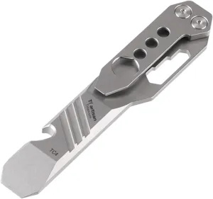 Titanium EDC Pry Bar Bottle Opener with Storage Bag Portable EDC Multi Tool (Grey)
