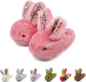 Toddler Bunny Slippers, Cute Soft Plush Anti-Slip House Kids Rabbit Warm Winter Slippers for Indoor Outdoor