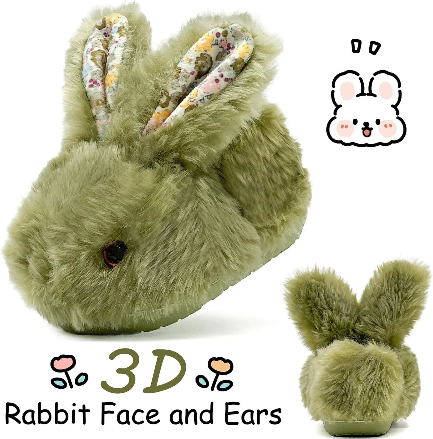 Toddler Slippers Girls Boys Kids Bunny House Slipper Winter Cute Rabbit Slippers Warm Soft Plush Fuzzy Slippers Indoor Non-Slip Animal Cartoon Slippers