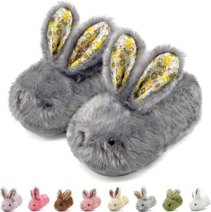 Toddler Slippers Girls Boys Kids Bunny House Slipper Winter Cute Rabbit Slippers Warm Soft Plush Fuzzy Slippers Indoor Non-Slip Animal Cartoon Slippers