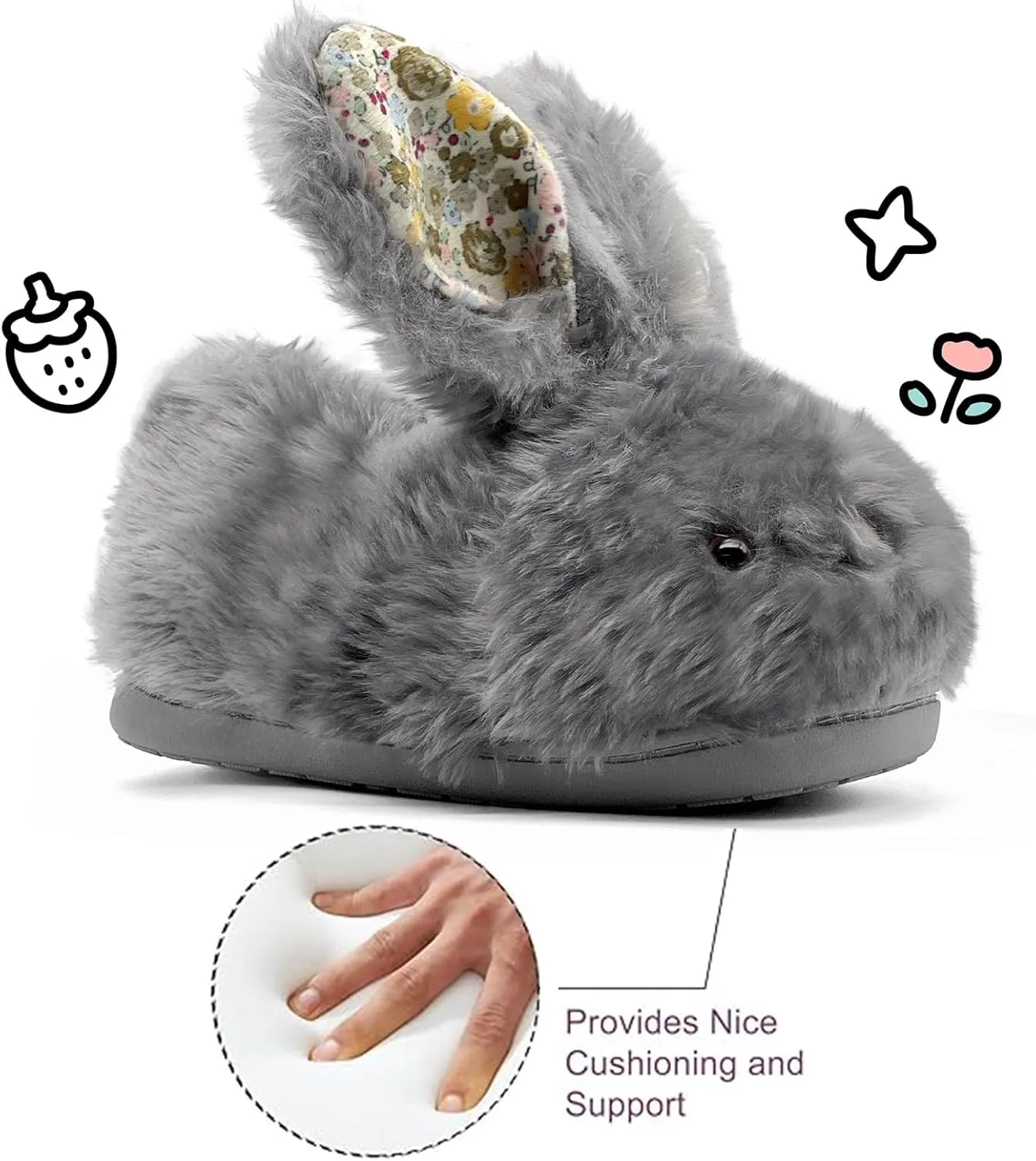 Toddler Slippers Girls Boys Kids Bunny House Slipper Winter Cute Rabbit Slippers Warm Soft Plush Fuzzy Slippers Indoor Non-Slip Animal Cartoon Slippers