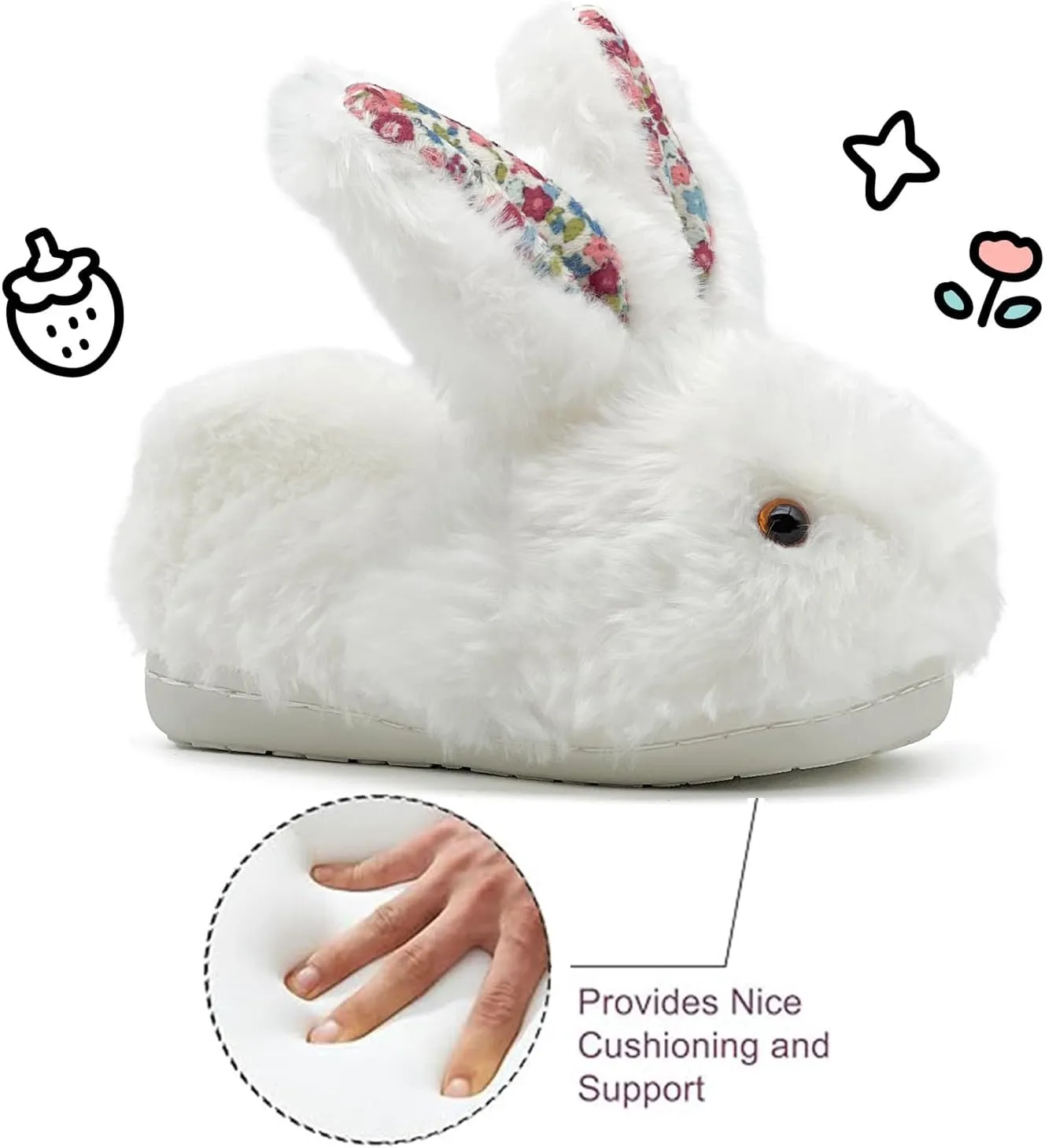 Toddler Slippers Girls Boys Kids Bunny House Slipper Winter Cute Rabbit Slippers Warm Soft Plush Fuzzy Slippers Indoor Non-Slip Animal Cartoon Slippers