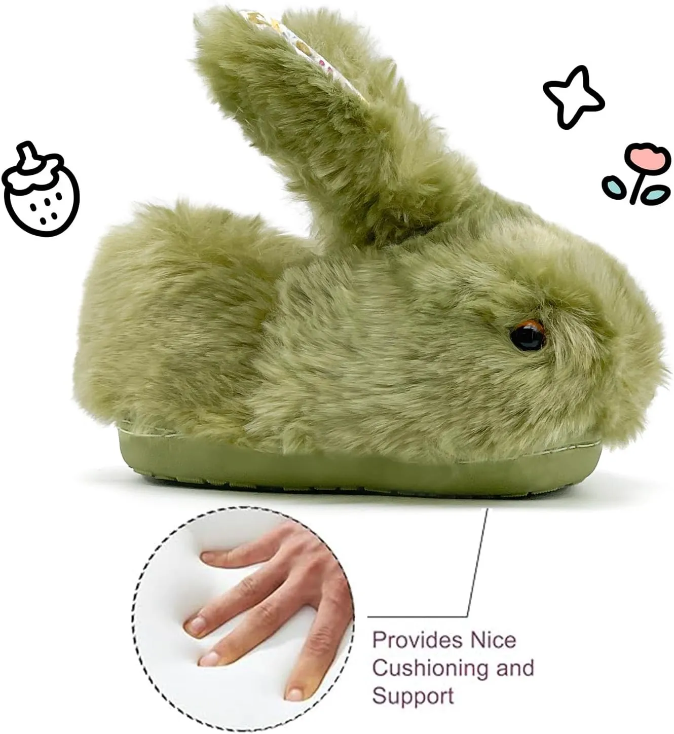 Toddler Slippers Girls Boys Kids Bunny House Slipper Winter Cute Rabbit Slippers Warm Soft Plush Fuzzy Slippers Indoor Non-Slip Animal Cartoon Slippers
