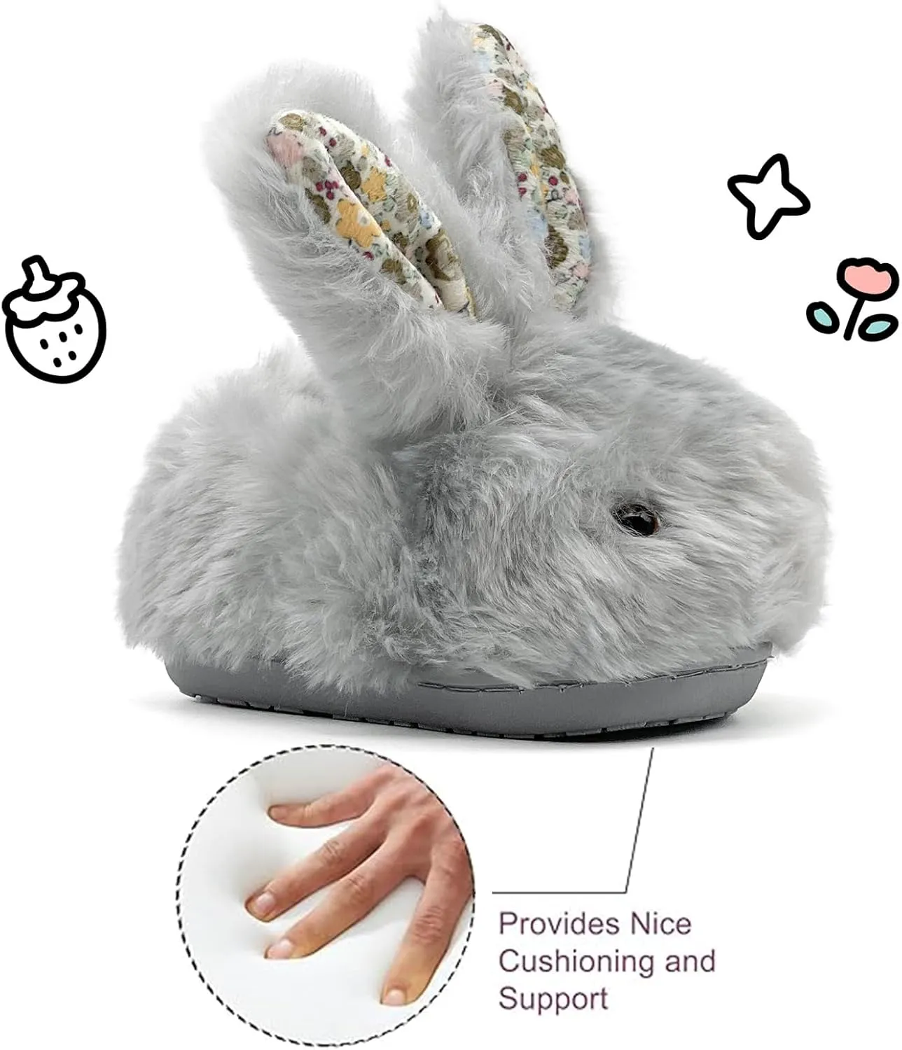 Toddler Slippers Girls Boys Kids Bunny House Slipper Winter Cute Rabbit Slippers Warm Soft Plush Fuzzy Slippers Indoor Non-Slip Animal Cartoon Slippers