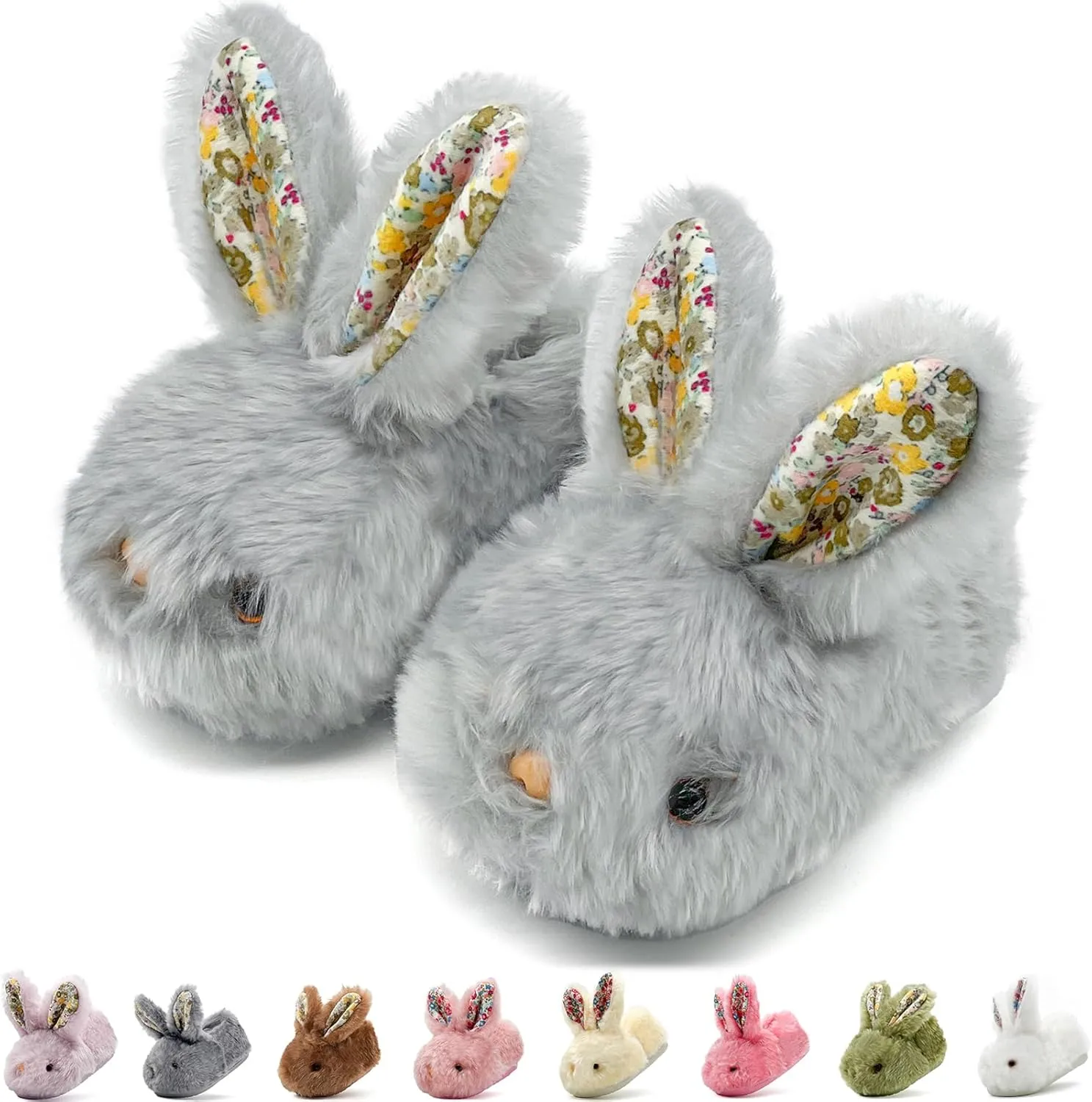 Toddler Slippers Girls Boys Kids Bunny House Slipper Winter Cute Rabbit Slippers Warm Soft Plush Fuzzy Slippers Indoor Non-Slip Animal Cartoon Slippers