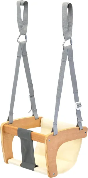 Toddler Swing Chair - Baby Swing for Indoor Use Quick Install & Beechwood & 100% Cotton Double Canvas Suitable for Children 6 Months 