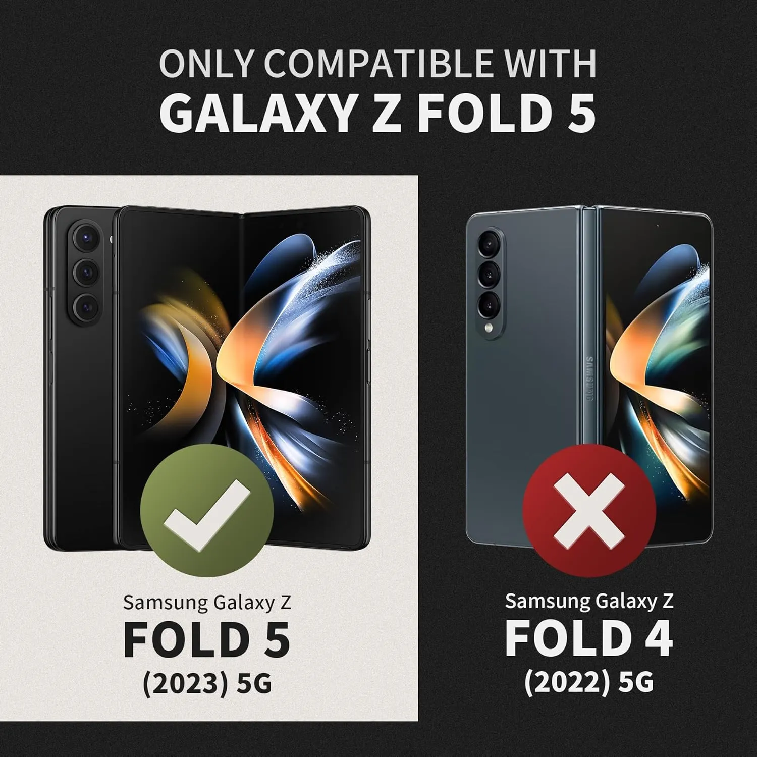 TONGATE for Z Fold 5 Case with Ring Stand, Built-in S Pen Holder & Glass Screen Protector Shockproof Rugged Z5 Phone Case with Slide Camera Cover& Belt Clip for Samsung Galaxy Z Fold 5, Privacy Black