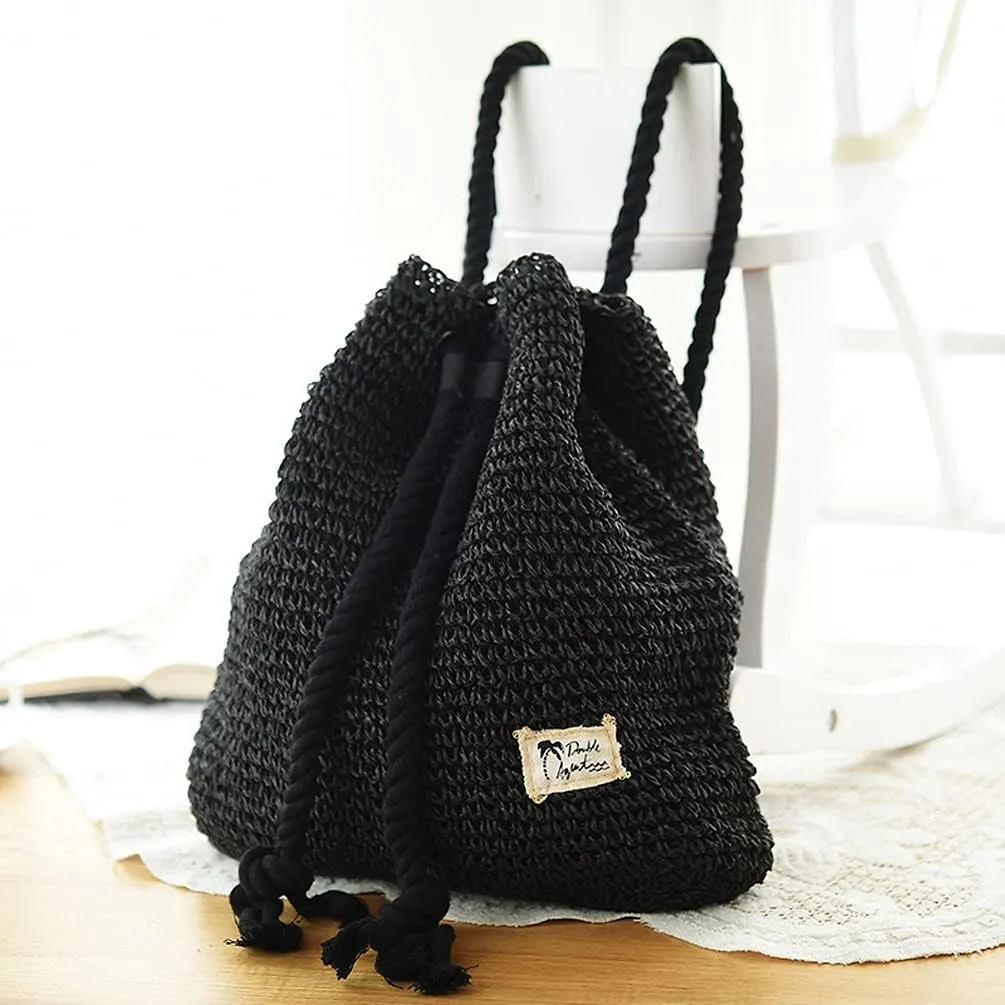 TONWHAR® Campus Fashion Straw Shoulder Bag Beach Backpack Purse